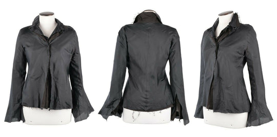 Women's SUSANNE BOMMER Black Silk Avant Garde Blazer Jacket Size 3 / M