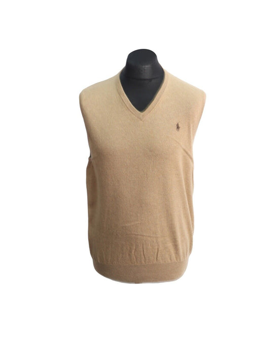 RALPH LAUREN Beige Merino Wool Men's Waistcoat Vest Sleeveless Jumper Size L
