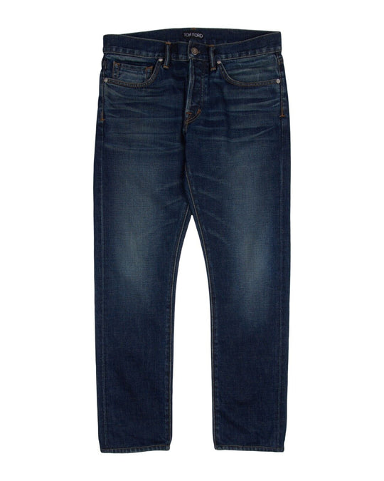 TOM FORD Denim Blue Selvage Cotton Mens Jeans Size 32 Slim