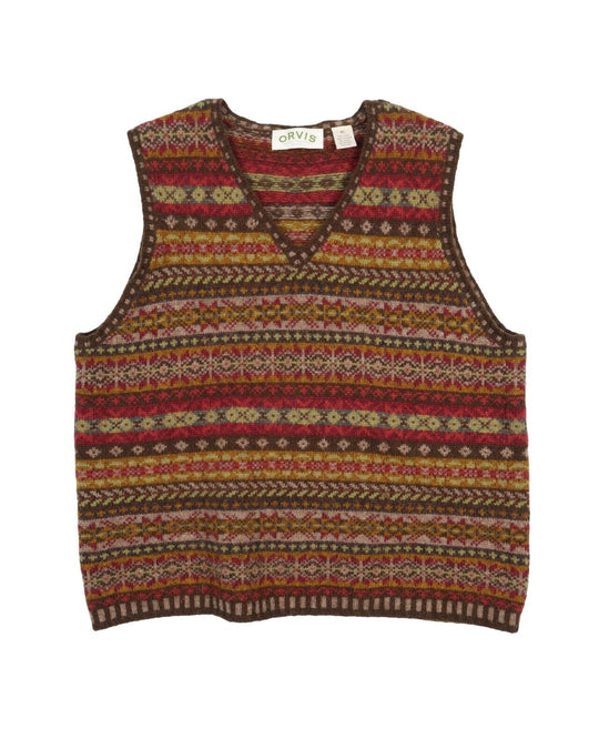 ORVIS Waistcoat Vest Ethnic Pattern Wool Men's Sleeveless Jumper Size XL