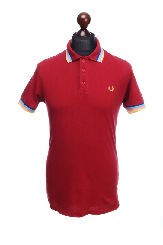 Men's Vintage FRED PERRY London Cherry Red Short Sleeve Polo Shirt Size s