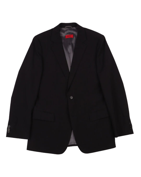 HUGO BOSS Awe Holge Suit Blazer Pants Black Striped Wool Men's Size 50 IT/40R US