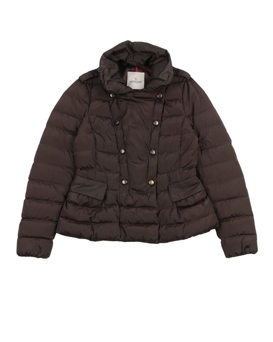 MONCLER Rosean Jacket Brown Quilted Puffer Women Down Short Coat Size UK 3 / M