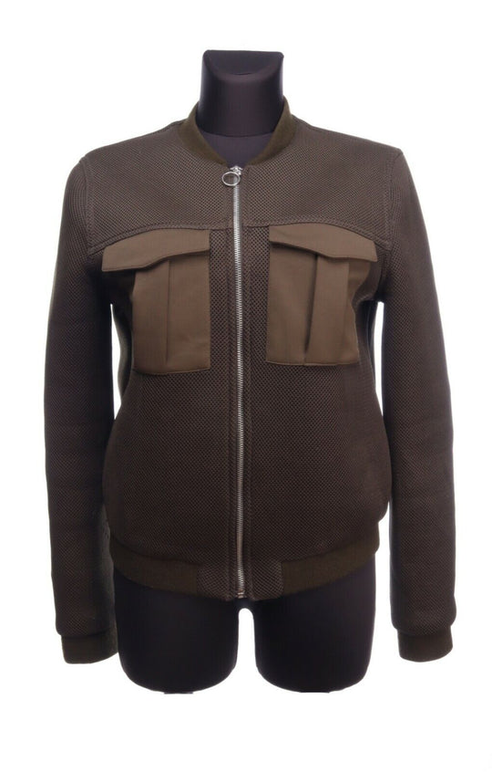 TOPSHOP Dark Olive Full Zip Sport Mesh Bomber Jacket Size EU 40 UK 12
