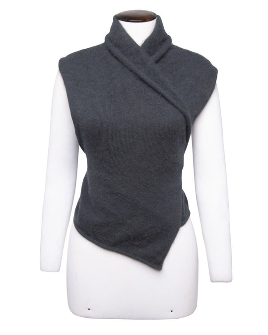 SARAH PACINI Wrap Vest Angora Tie Womens Sleeveless Waistcoat Size OS
