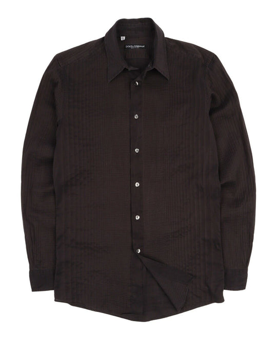 Men's Dolce & Gabbana Black Cotton Silk Dress Tuxedo Shirt Size 15.5 / 39