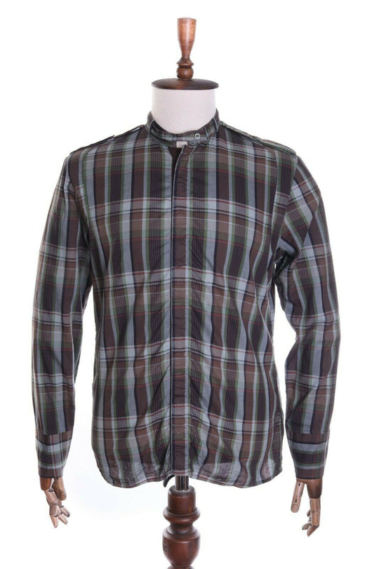 Vintage HUGO BOSS Brown Check 100% Cotton LS Elex Shirt Size M