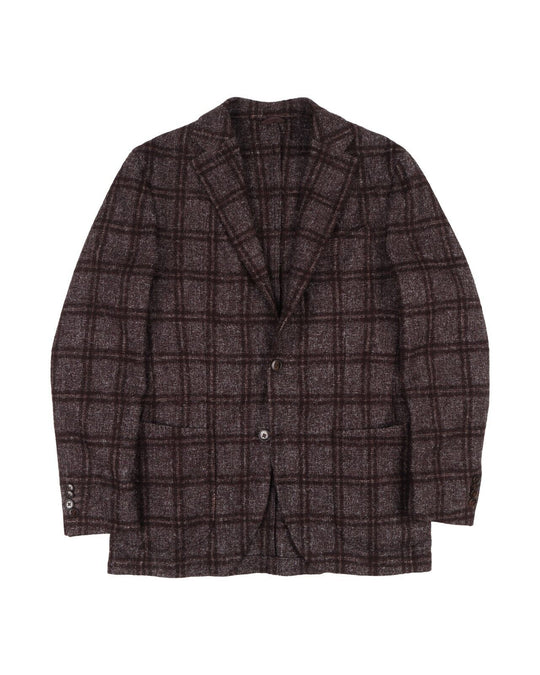 L.B.M. 1911 Blazer Brown Check Wool Patch Pocket Men's Sport Coat  Size 46 IT