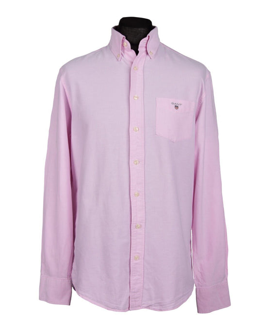 GANT Shirt Pink Oxford Cotton Men's Button-Down Regular Fit Size L