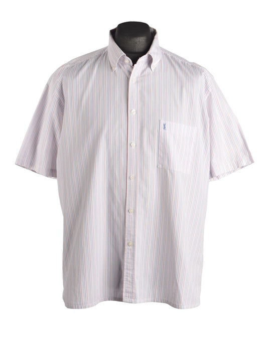 Men's Vintage YVES SAINT LAURENT Striped Cotton Short Sleeve Shirt Size XL