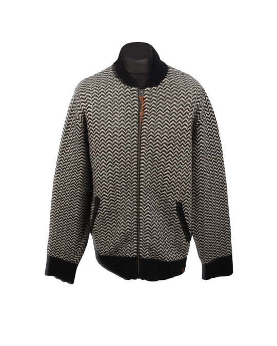 OBEY Cardigan Full Zip Black Wool Blend Heavyweight Men's Jumper Size L