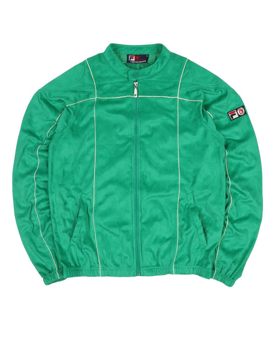Men's Vintage FILA X 80s Casuals Green Full Zip Racing Jacket Size S