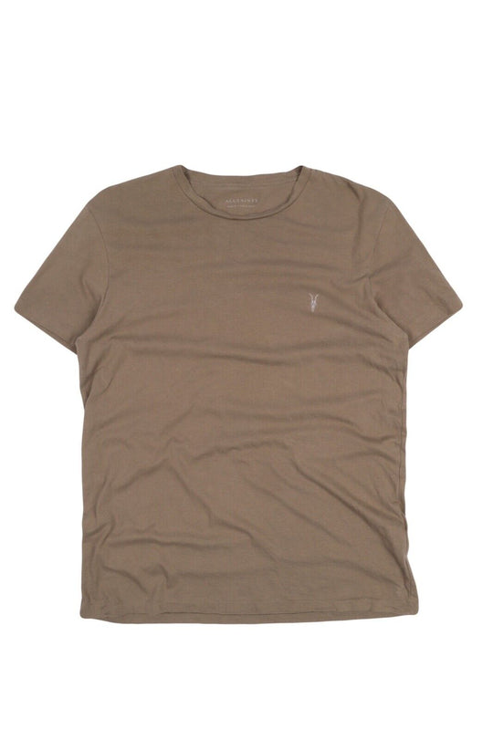 Men's ALL SAINTS Khaki Brown Logo Cotton Tee T - Shirt Size M