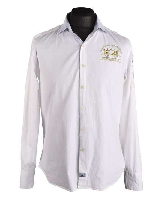 Men's LA MARTINA White Cotton Shirt Size L