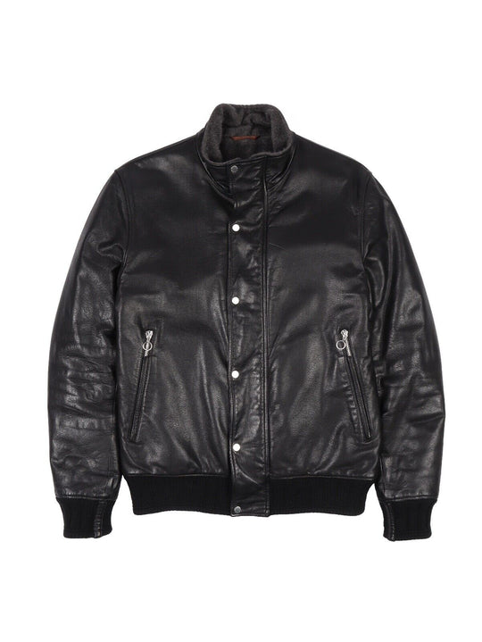 SERAPHIN x Loro Piana Goat Leather Black Short Jacket Men's Size 48 IT