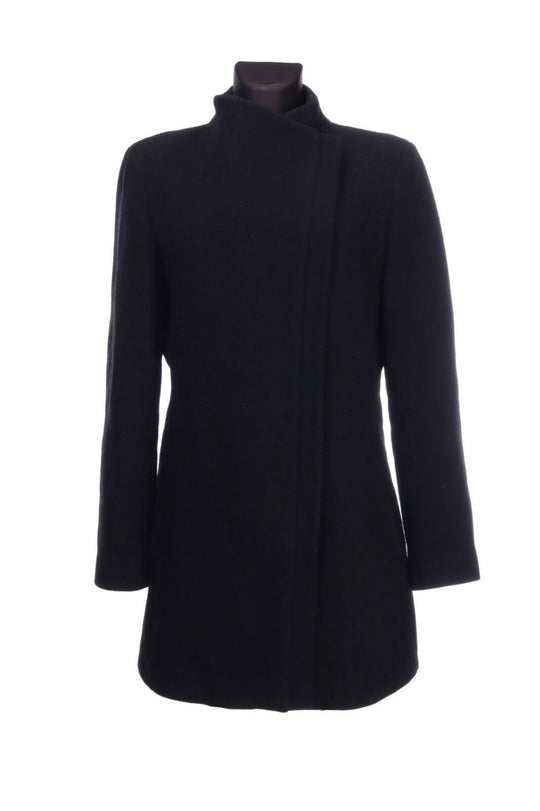 CALVIN KLEIN Black Wool Blend Full Zip Short Coat Size 12