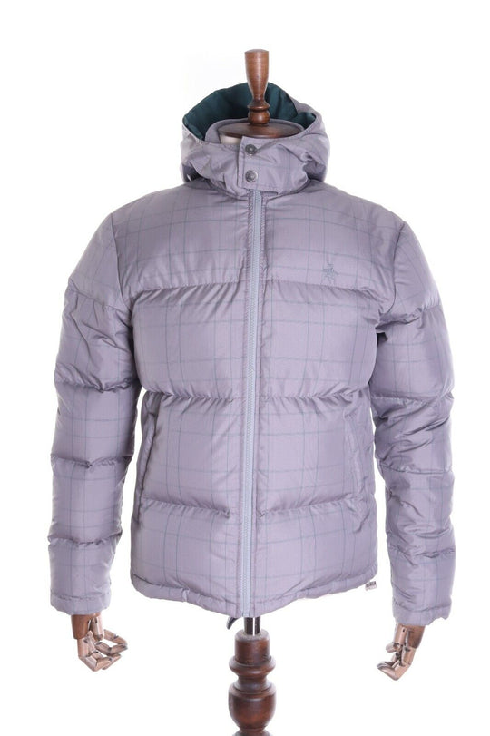 Men's PENGUIN Grey Glen Check Winter Down Quilted Puffer Jacket Sz L