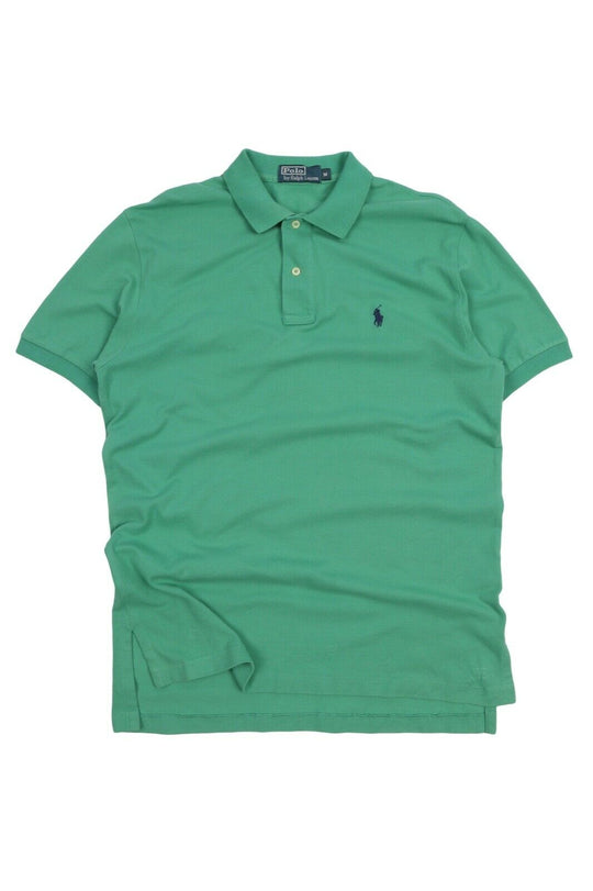 Men's Polo RALPH LAUREN Green Pique Cotton Short Sleeve Polo Shirt Size M