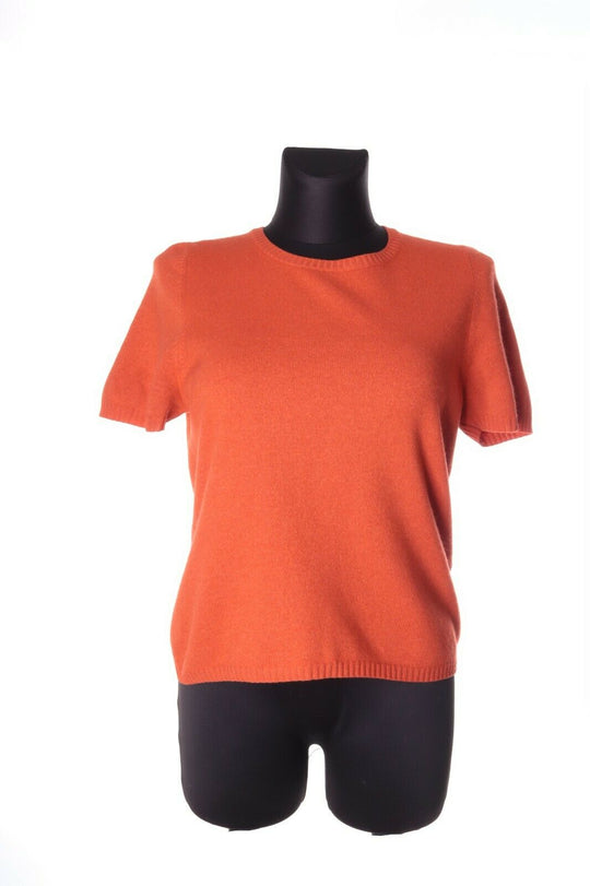 RIVAMONTI by Brunello Cucinelli Orange Wool Silk Short Sleeve Jumper Size XL
