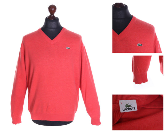 Men's LACOSTE Pink Wool Blend V-Neck Sweater Size 5