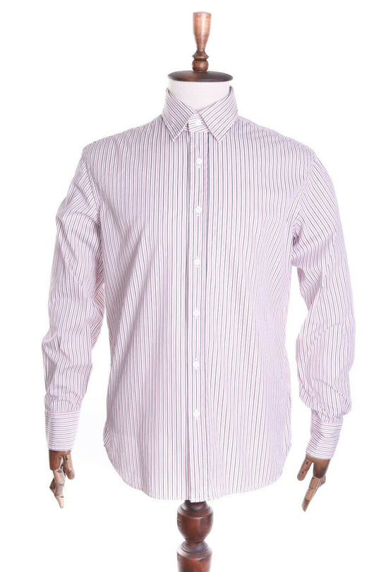 BALDESSARINI Pink Striped 100% Cotton Tailored Fit LS Shirt Size 42