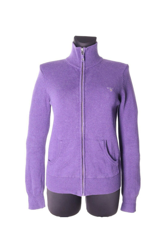 Women's GANT Purple 100% Cotton Full Zip Sweater Size M