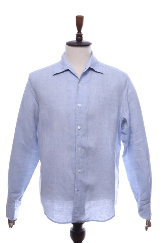 Men's SUITSUPPLY Blue Pure Linen Washed Shirt Size 42
