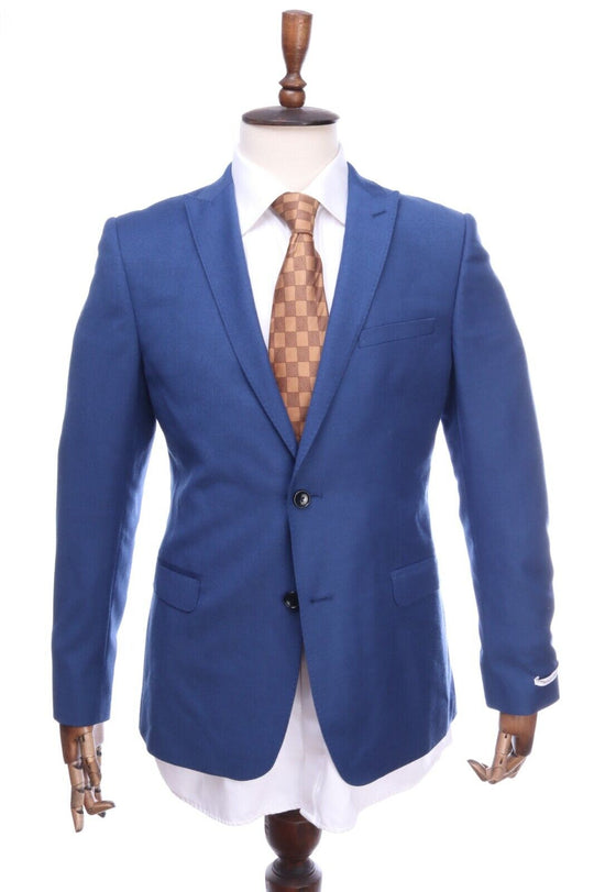 FRENCH CONNECTION Navy Blue Wool Blend Peak Lapel Blazer Jacket Size 40