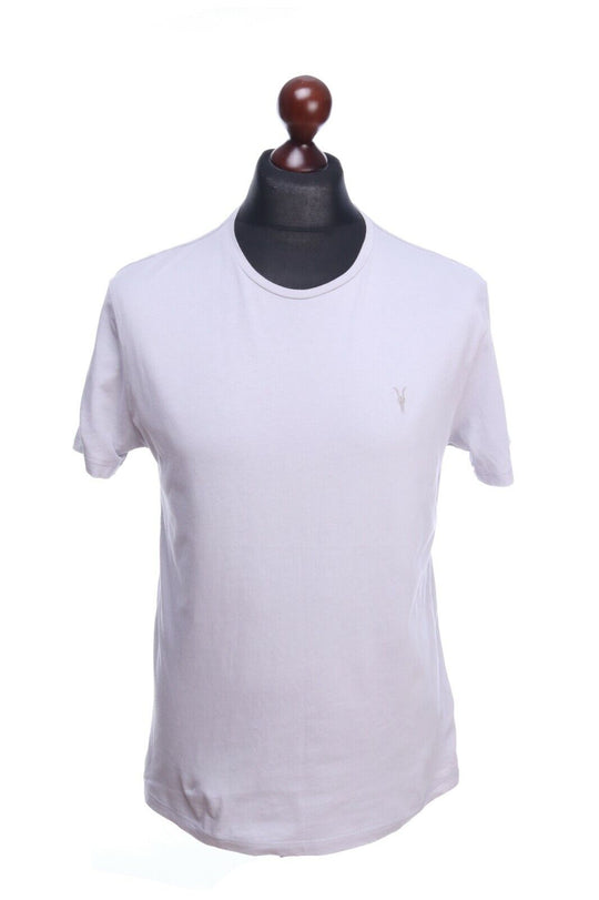 ALL SAINTS Ivory Light Grey Cotton Brace Tonic Crew T-Shirt Size M