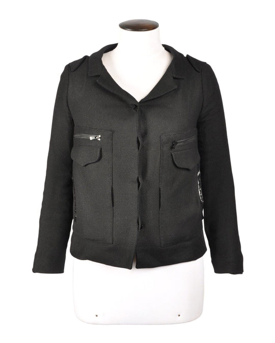 CHLOE Blazer Jacket Women's Silk Cotton Black Knit Size 34 IT