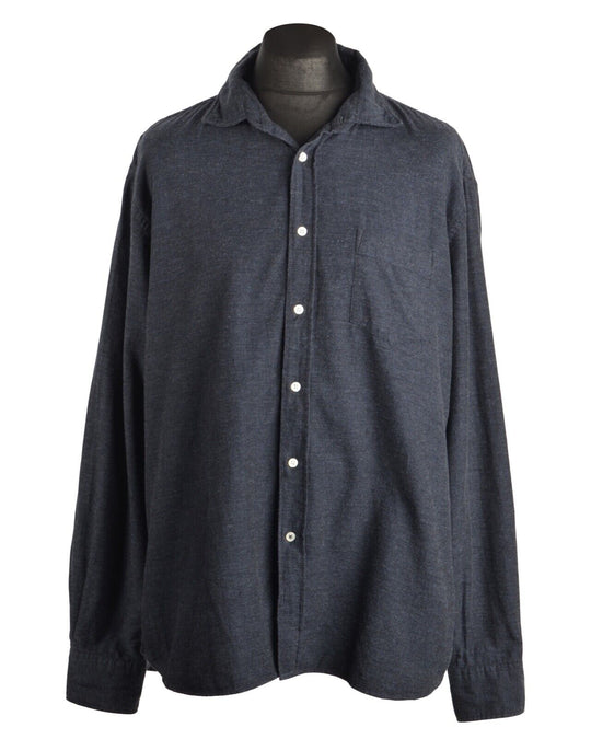 Men's HARTFORD Navy Blue Cotton Flannel Shirt Size XXXL / 3XL