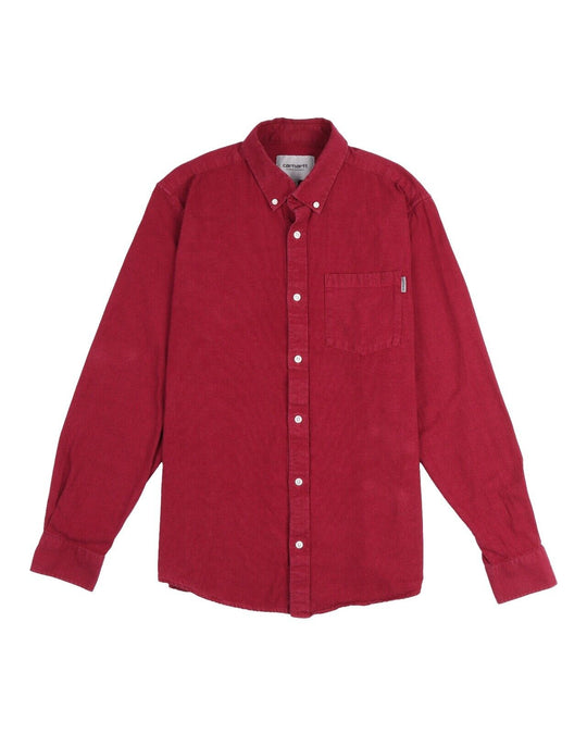 CARHARTT WIP L/S Dalton Shirt Burgundy Cotton Men's Button Down Size M