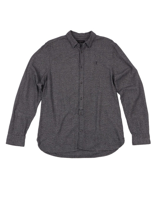 ALLSAINTS Shirt Black Grey Check Cotton Mens Size M