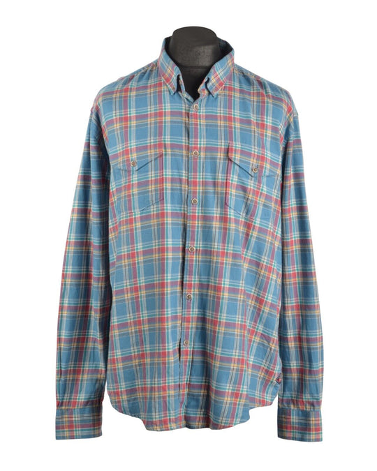Men's BARBOUR Steeve McQueen Slim Fit Blue Check Cotton LS Shirt Size XXL