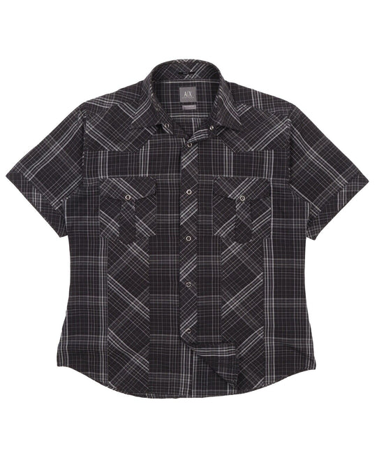 Men's ARMANI EXCHANGE Black Check Cotton Shirt Size L