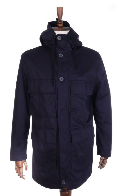 Men's MARNI at H&M Navy Blue 100% Cotton Hooded Multipocket Jacket Size 46