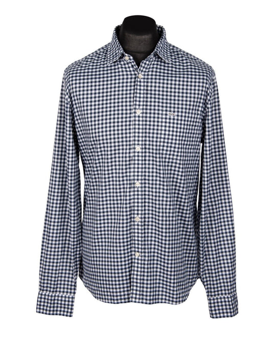 LACOSTE Shirt Blue Check Cotton Size 40