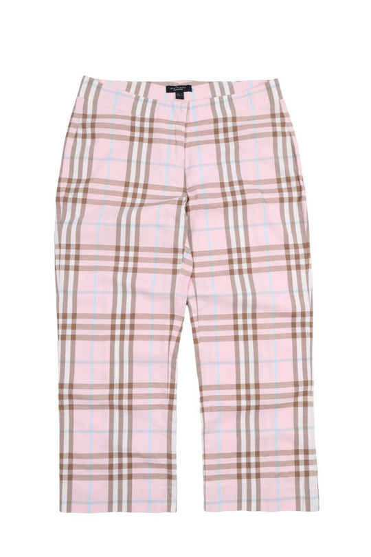 Women's BURBERRY London Pink Nova Check Cropped Pants Size 8 UK 6 US