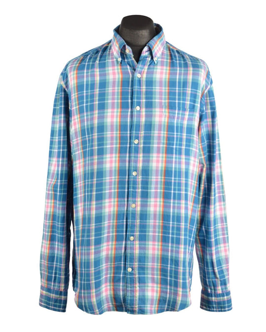 Men's GANT Blue Check Cotton Birdie Madras Shirt Size XL