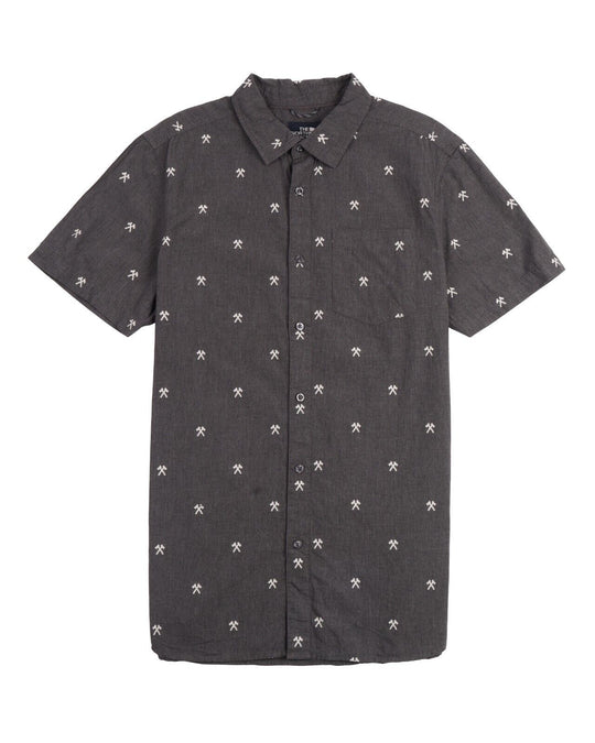 THE NORTH FACE Shirt Gray White Axe Print Cotton Men's Short Sleeve Size L