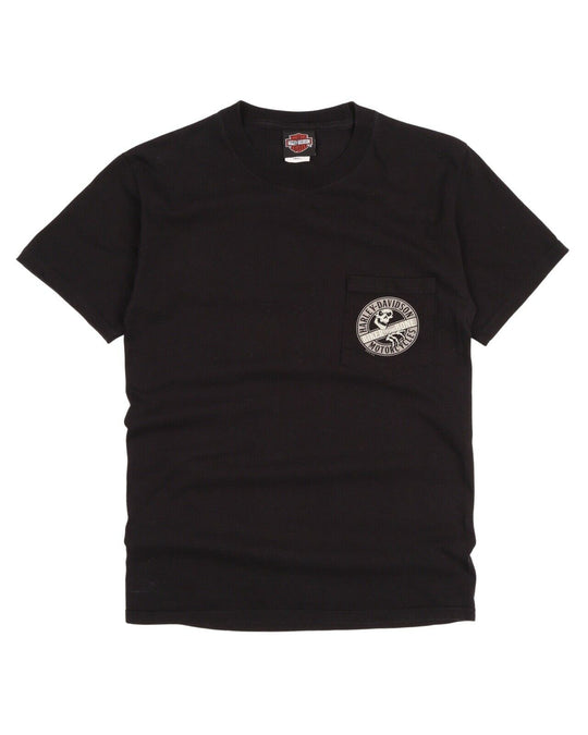 Men's Vintage HARLEY DAVIDSON Black Cotton Logo T - Shirt Size s