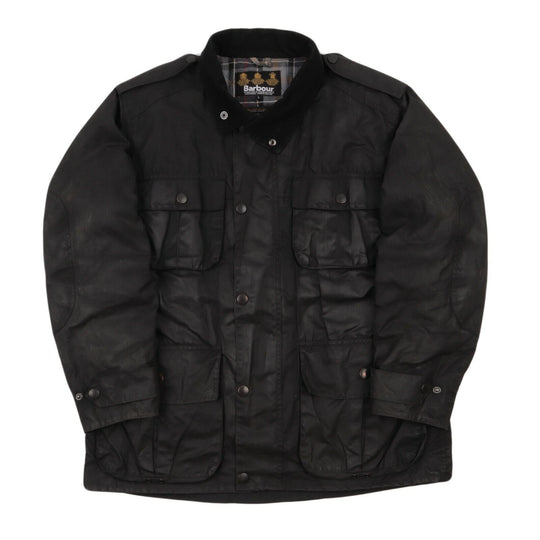 Men's BARBOUR A998 Black Waxed Cotton Trooper Jacket Size L