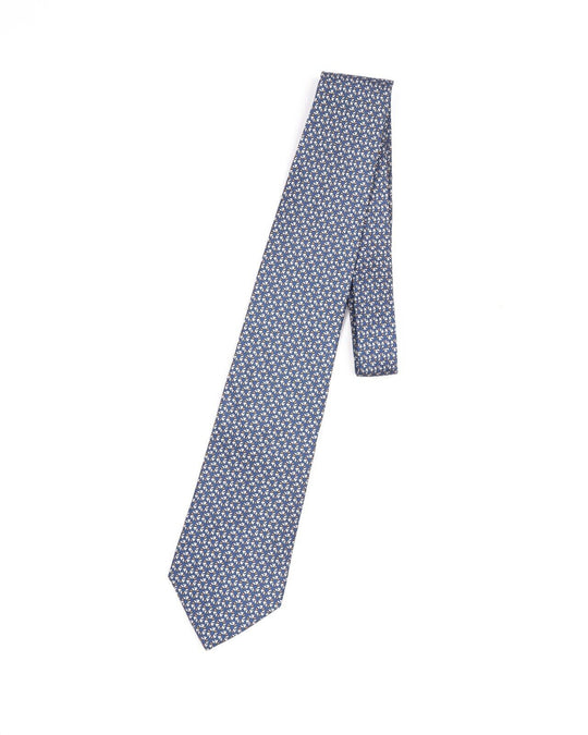 SALVATORE FERRAGAMO Tie Blue Bird Print Silk Men's Woven Necktie