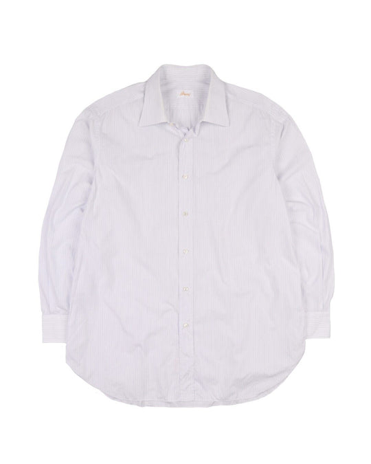 BRIONI Roma Shirt White Striped Cotton  Men's Size 43/ 17