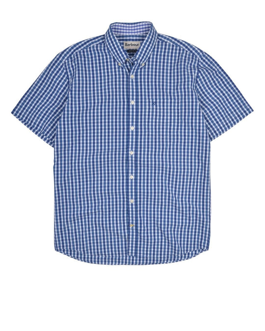 BARBOUR Braystone Shirt White Blue Check Cotton Men's Button Down Regular Size L