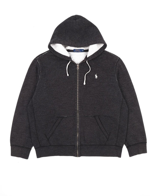 POLO RALPH LAUREN Hoodie Gray Cotton Full Zip Jumper Men's Size XL