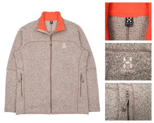 Men's HAGLOFS Beige Fleece Full Zip Outdoor Jumper Size M