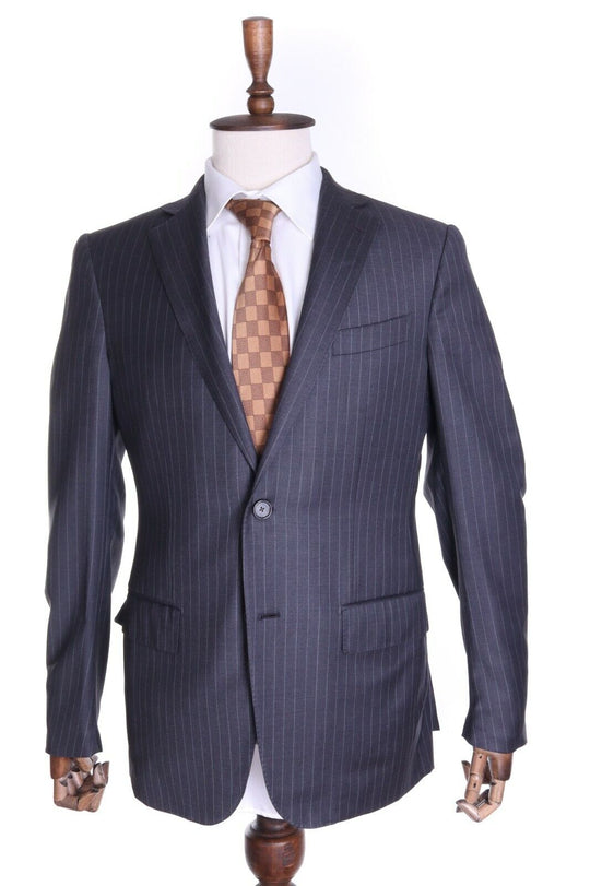 Men's ERMENEGILDO ZEGNA Trofeo Grey Striped 100% Wool Blazer Suit Jacket Sz 50 R