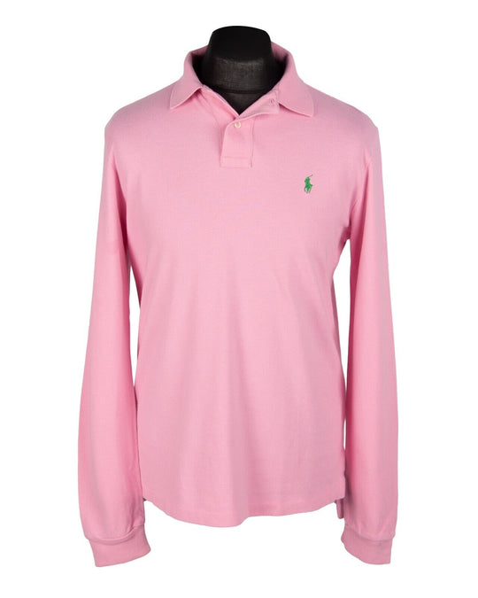 POLO by RALPH LAUREN Polo Shirt Pink Cotton Men's Long Sleeve Size M