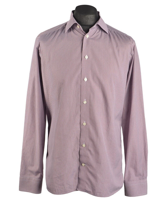 Men's ETON Slim Fit Red Geometric Print Cotton LS Shirt Size 41 / 16